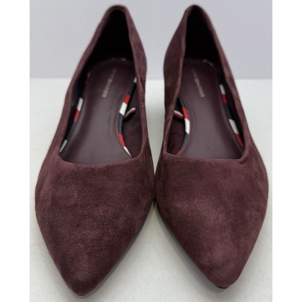 Tommy Hilfiger Merlot Suede‎ Block Heel Silver Studded Sz 9.5 Classy